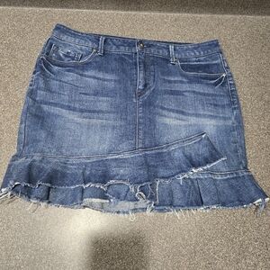 Jessica Simpson-Denim Ruffle Hem Mini Skirt - Blue